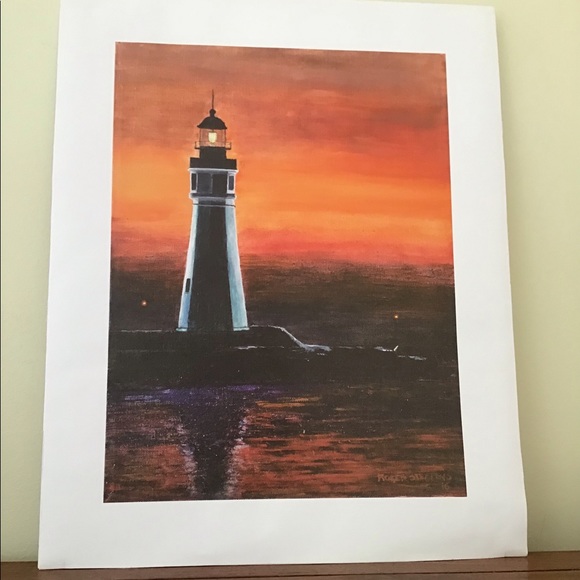 NIGHT SCENE LIGHTHOUSE ON THE NIAGARA RIVER 1818 - Picture 1 of 4